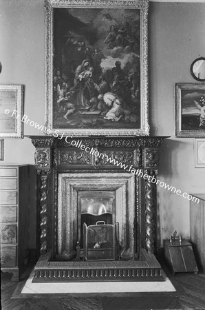 ADARE MANOR  CARVED FIREPLACE WITH PAINTING